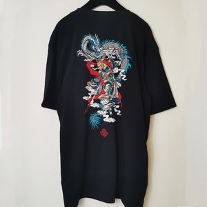 Embroidery Black Short Sleeve Cotton Tee
